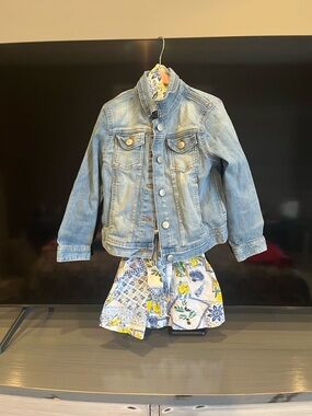 Kids Light Wash Denim Jacket - Casual Layering Jacket and light dress. Crew